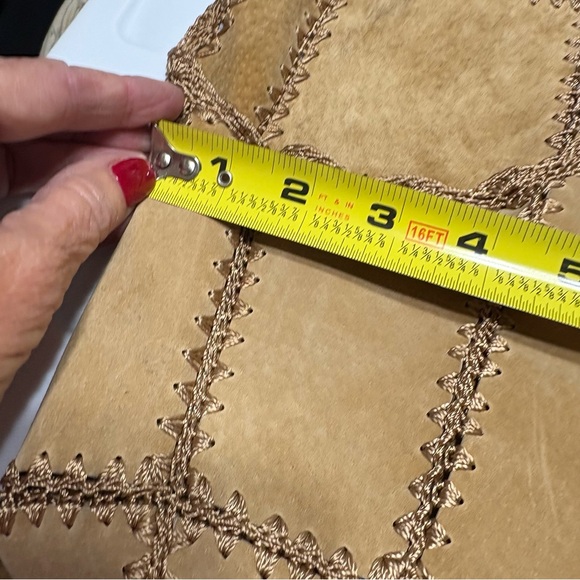 vintage S. M . H. suede leather and crochet patchwork coat/jacket size 3X - Picture 9 of 11